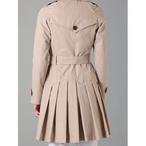 Gryphon Classic Trench Coat with Pleated Skirt Detail | Size XS